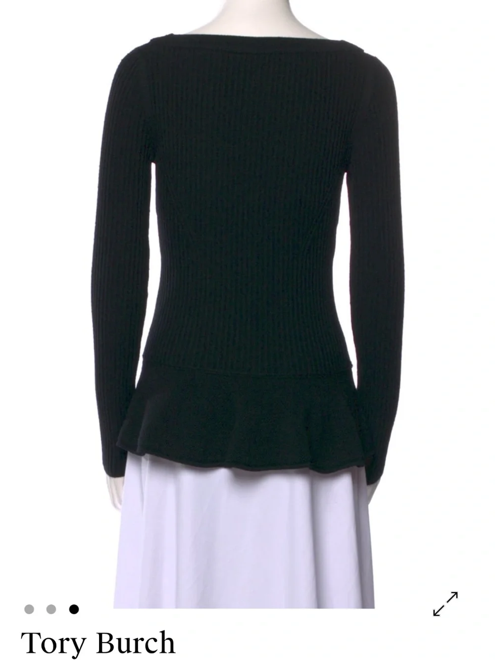 Tory Burch Black Ribbed Peplum Sweater
